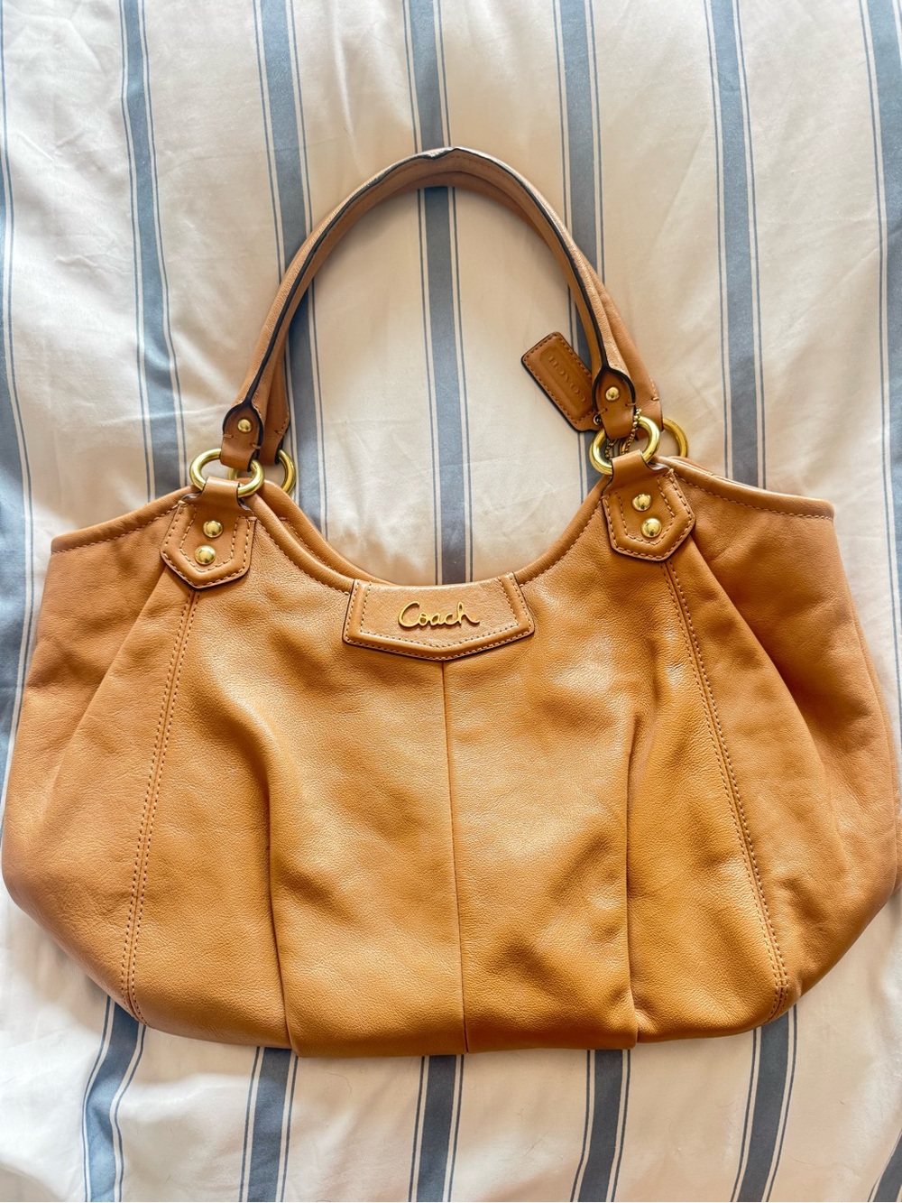 Coach Caramel Leather Shoulder Bag with Gold Hardware